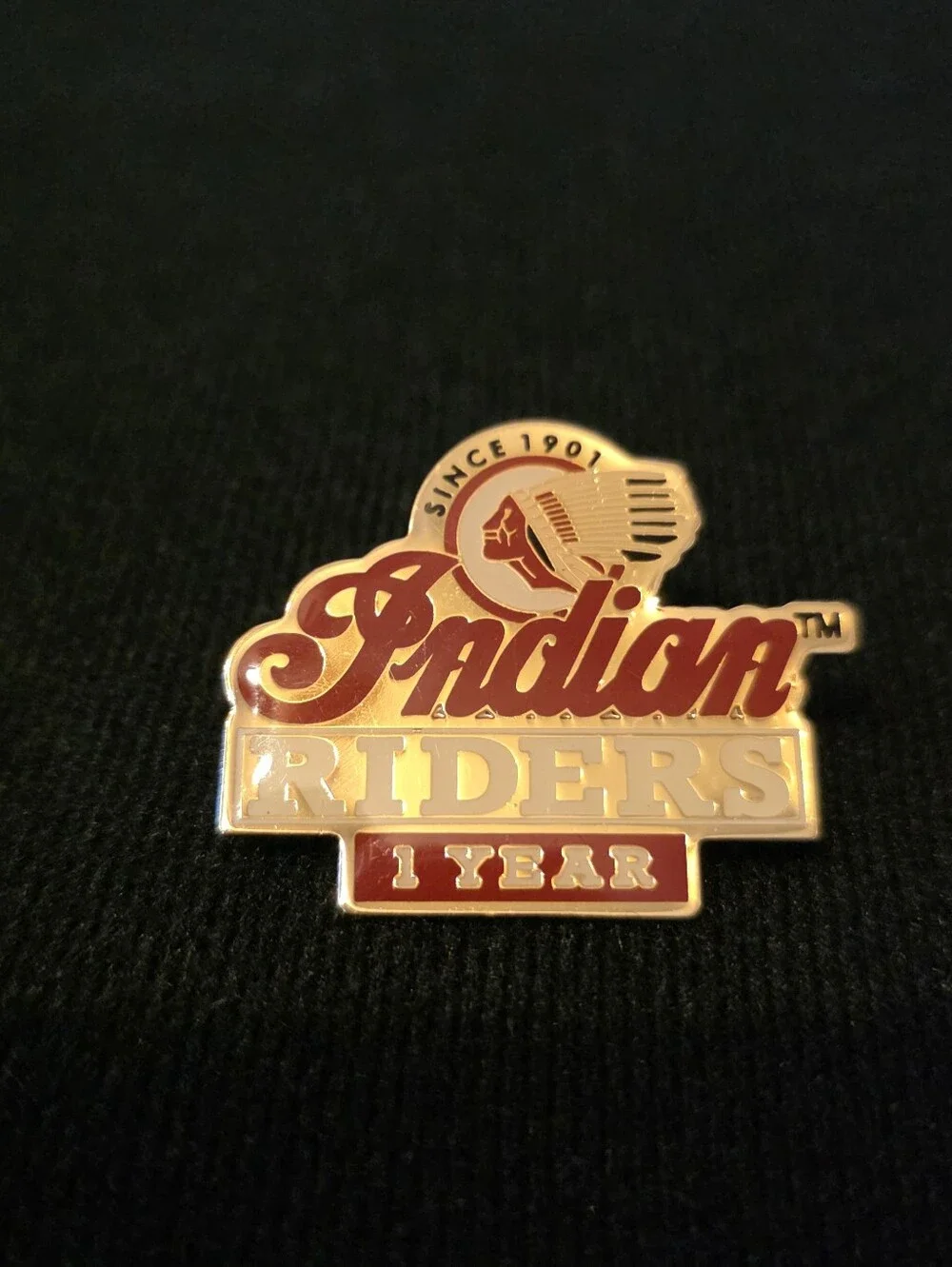 Indian Motorcycle Lapel Pin Indian Riders Since 1901 1 Year Membership Gold Tone